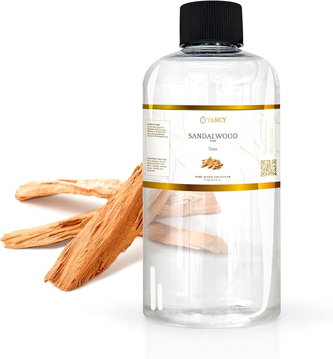 YANCY Sandalwood Luxury Collection Fragrance Oil (8 oz), Smooth Woody Scent, Ideal for Diffusers, Oil Burners & Aroma Lamps, Calming Fragrance for a Centered Space YancySpa