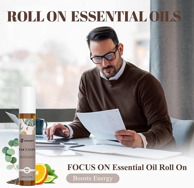 Focus on Essential Oil Roll On Blend, Relaxation Gifts for Women & Men - Head Comfort, Mood Booster, and Restful Sleep - Great Stocking Stuffer - Bloomnest