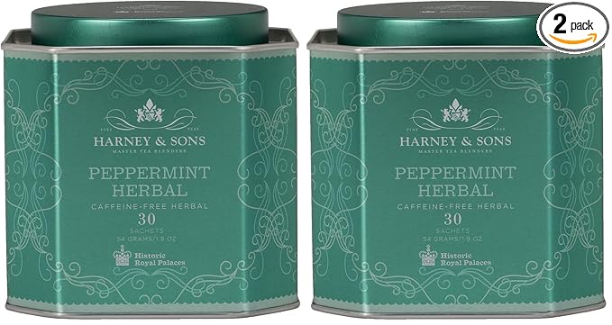 Harney & Sons Peppermint Herbal Tea in Sachets, Caffeine-Free Herbal, 30 Sachets (Pack of 2) - Bloomnest