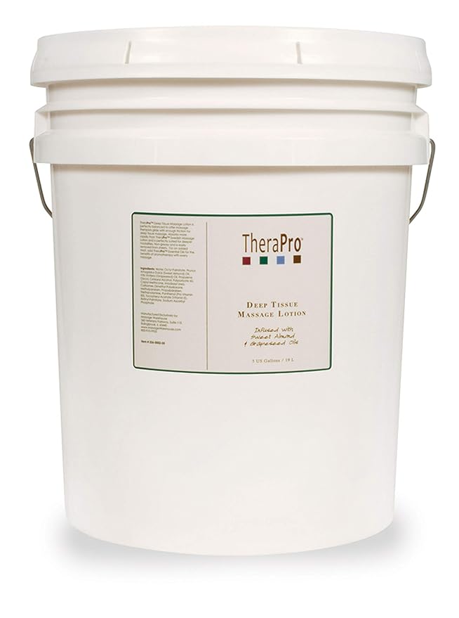 Deep Tissue Massage Lotion by TheraPro - Unscented - Infused with Sweet Almond & Grapeseed Oil - Smooth Glide & Non-Greasy - Absorbs Quickly with No Residue - Easily Cleaned from Sheets - 5 Gallons - Bloomnest