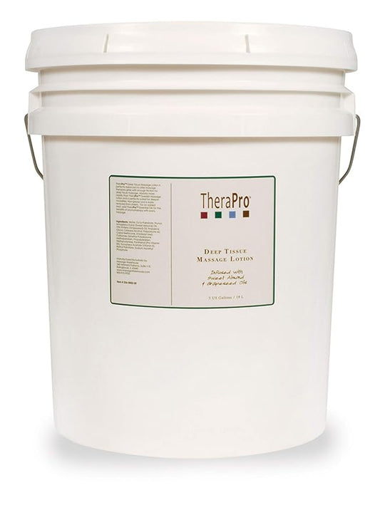 Deep Tissue Massage Lotion by TheraPro - Unscented - Infused with Sweet Almond & Grapeseed Oil - Smooth Glide & Non-Greasy - Absorbs Quickly with No Residue - Easily Cleaned from Sheets - 5 Gallons - Bloomnest