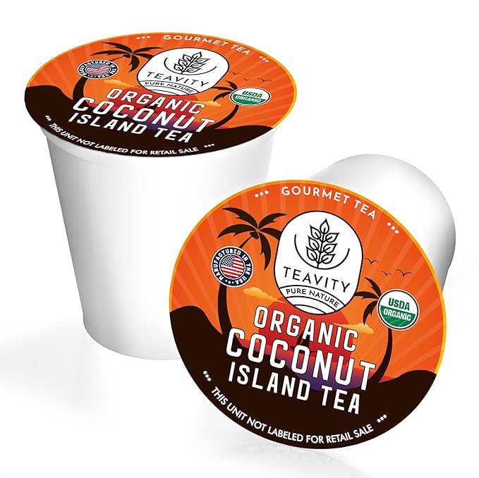 Coconut Rooibos Tea Pods for Keurig - Organic Ginger Tea, Rooibos, Cinnamon, Cardamom, Coconut by Coconut Island Teavity (24 Tea Pods) - Bloomnest