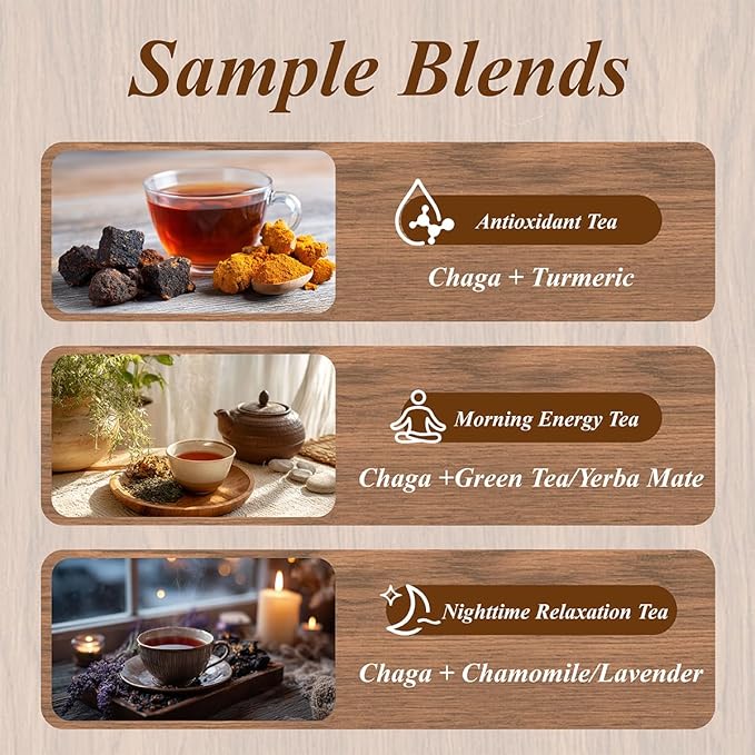 WT WEETEE Chaga Tea Bags 100 Count, 100% Siberian Birch Chaga Mushroom Tea, Caffeine-Free - Rich in Antioxidants - Bloomnest