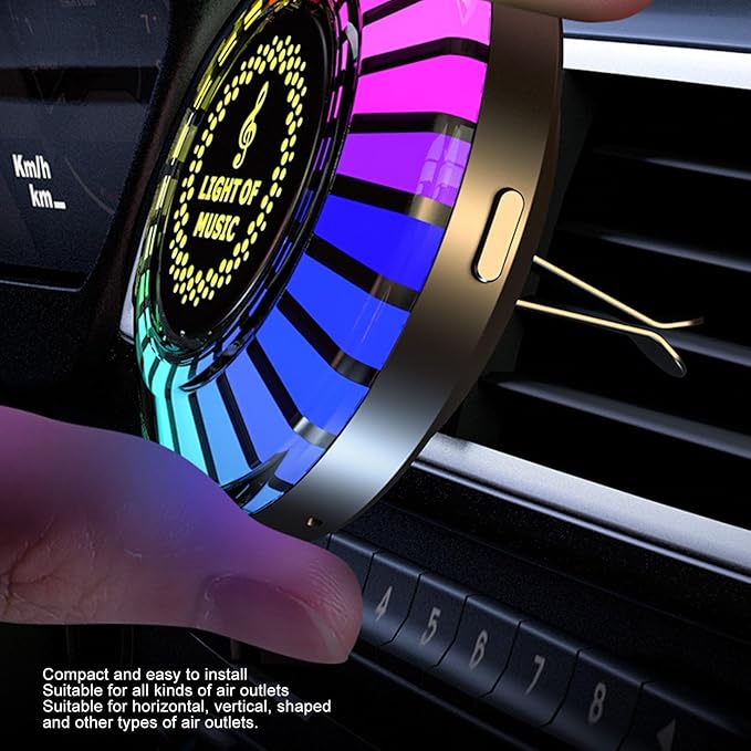Car Music Rhythm Lamp, Car Air Vent Incense Light, Dynamic Rhythm Pickup, Colorful 3D Lighting Effect, Music Spectrum Sensor, LED Ambient Lamp for Car, Gaming, Photography - Bloomnest