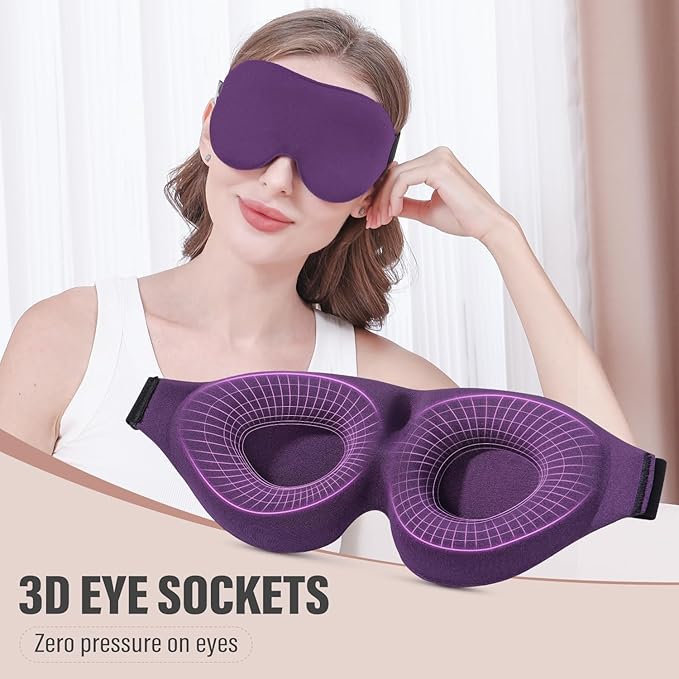 YIVIEW Sleep Mask for Side Sleeper, Complete Light Blocking 3D Sleeping Eye Mask, Soft Breathable Eye Cover for Women Men, Relaxing Zero Pressure Night Blindfold - Bloomnest