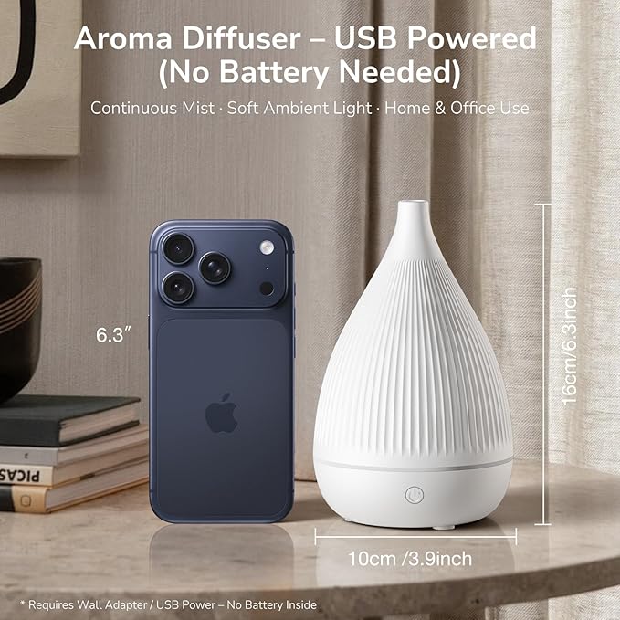 Ultrasonic Essential Oil Diffuser, Home Fragrance Aroma Diffuser with Auto Shut-Off, Color Change Night Light & Ultra-Quiet Operation, BPA-Free Portable Aromatherapy Humidifier for Home (White-2) - Bloomnest