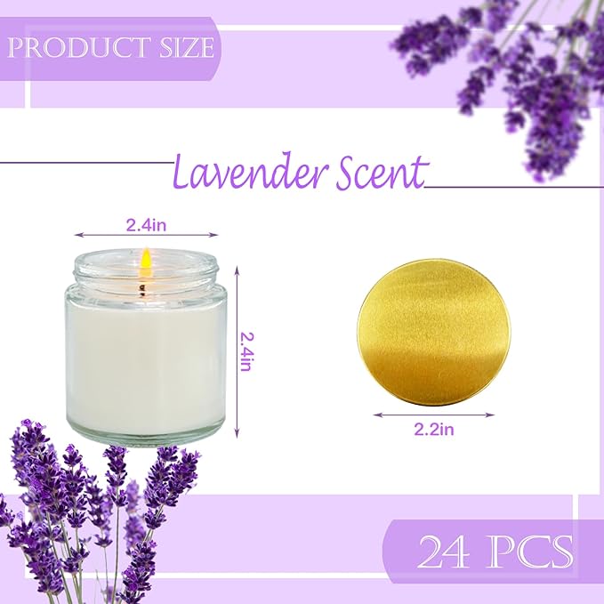 24 Pcs 4 Oz Mini White Soy Candles,Lavender Scented Candles Set,Bulk Aromatherapy Candle,Great Stress Relieving Scented Candle for Girls as a Gift for Birthdays, Weddings and More! - Bloomnest