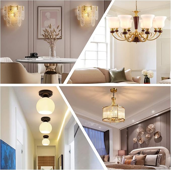 KLG E12 LED Bulb, Mini Candelabra Base, 4W (40W Equivalent), 3000K Warm White Non-Dimmable, T3/T4 Small Bulb for Ceiling Fan, Chandelier, 6 Pack - Bloomnest