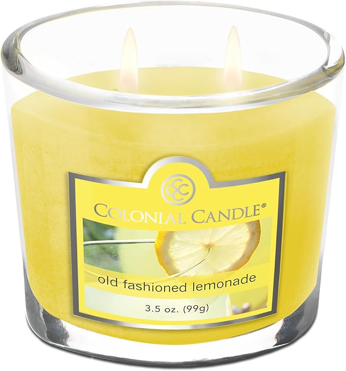 Colonial Candle Old Fashioned Lemonade Jar Candle, 2 Wick, 3.5 oz, Mottled Wax Candle - Bloomnest