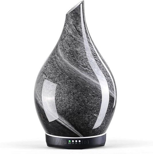 Porseme 280ml Essential Oil Diffuser Glass Color Changing Aroma Air Diffusers Aromatherapy Ultrasonic Cool Mist Humidifier 7 Running Hours Waterless Auto-Off for Sleeping, Yoga, Office, Spa (Obsidian) - Bloomnest