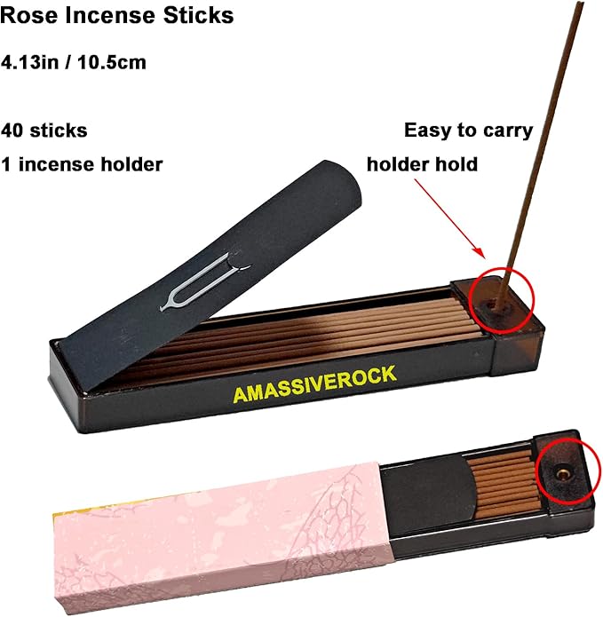 Rose Incense Sticks with Incense Holder Burner Sandalwood Lavender Jasmine Osmanthus Incense Sticks Natural Chinese Incense Sticks Home Fragrance Scent Stick