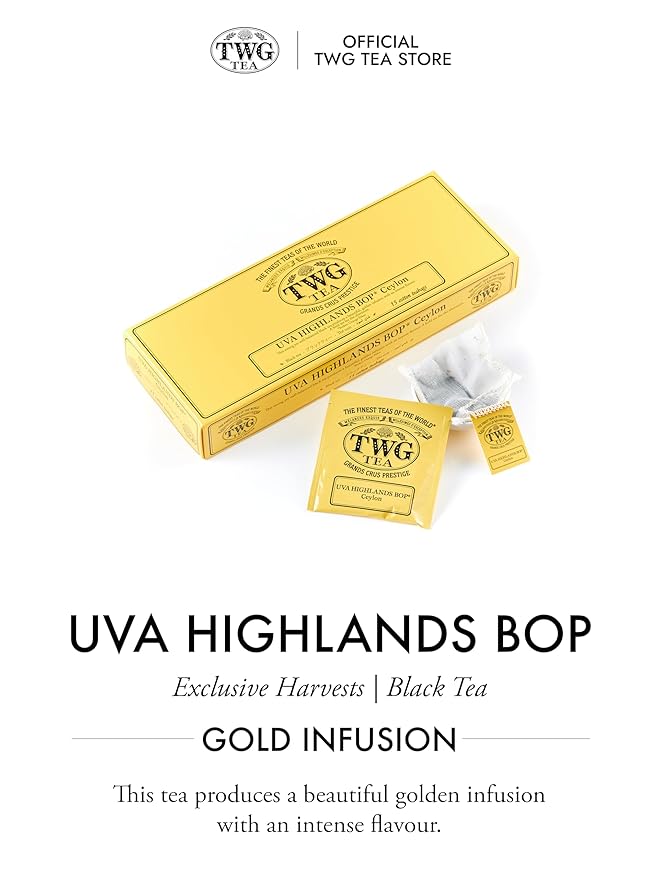 TWG Tea | UVA Highlands BOP | Black Tea | Golden Infusion | 15 Hand Sewn Cotton Tea Bags | Gift Set - Bloomnest