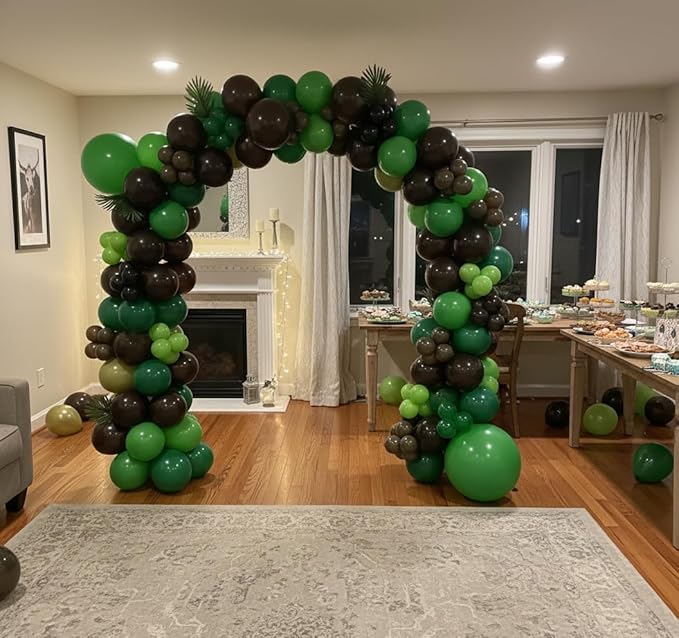 164Pcs Green and Brown Balloon Garland Arch Kit - Video Game Party Decorations with 18 12 10 5 Different Sizes Latex Party Balloons for Jungle Game Theme Baby Shower Birthday Theme Decorations - Bloomnest