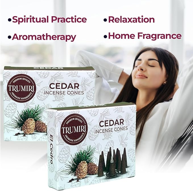 Cedar Incense Cones - Total 60 Cone Incense - Six Packs of 10 Insence Cones - Incense Cones Scented - Cone Incense Scents - Insense Cones - Inscent Cones TRUMIRI