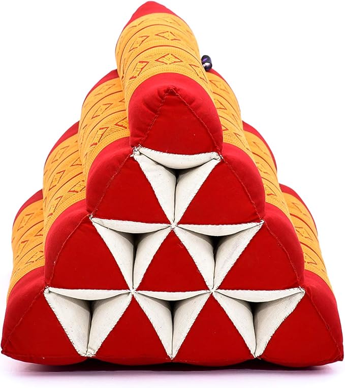 Leewadee Triangle Cushion – Comfortable Backrest for TV or Reading, Incline Pillow for Relaxing Made of Kapok, 20 x 13 x 13 inches, Orange Red - Bloomnest