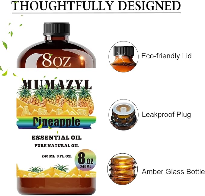 Pineapple Essential Oil, Pineapple Oil 8 Fl Oz 240ML for Diffuser Humidifier Yoga Cleaning DIY Candle Soap Making Essential Oils - Bloomnest