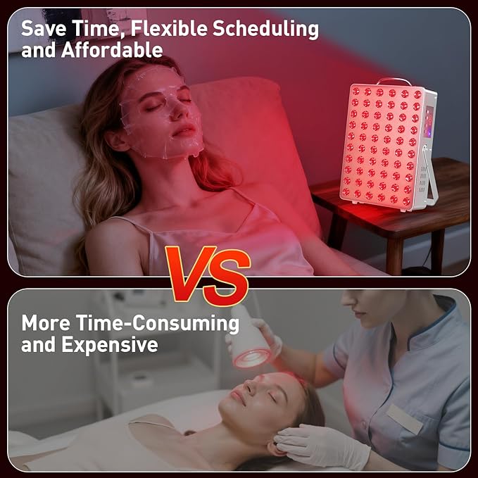 Cholas Red Light Therapy Panel for Face and Body, 150W with 60 Dual Chip LEDs, 660nm Red Light and 850nm Near Infrared, 3 Modes Adjustable Brightness and Timer, for Skincare and Relaxation (Silver) Cholas