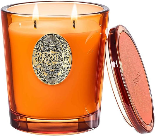 M&SENSE Large Two-Wick Soy Candle | Noir Air& Neon Orange | 19.8 oz, 120H Burn Time | Luxury Scented Candle for Relaxation, Gifting, Home Décor | Ideal for Bedroom, Office, Party Ambiance - Bloomnest