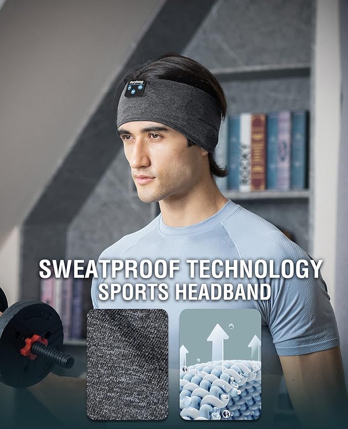 Perytong Bluetooth Headband Sleep Headphones, Sleeping Headphones for Side Sleepers, Sleep Earbuds Wireless Earphones with HD Stereo Speaker for Birthday Anniversary Christmas Tech Gifts Men Women - Bloomnest