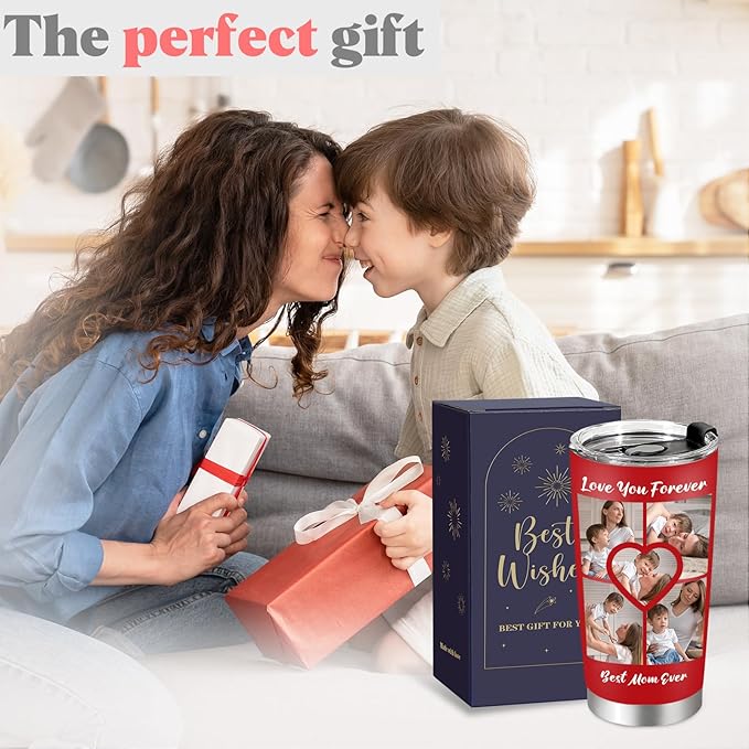 Personalized Tumbler with Pictures Text, Custom Photo Stainless Steel Coffee Tumbler, Coffee Travel Mug Cup 20 Oz Custom Gifts for Fathers Day Christmas Birthday for Dad Mom Kids - Bloomnest