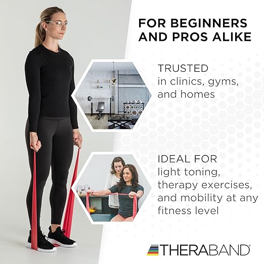 THERABAND Resistance Band, Red, Medium, 50-Yard Roll, Latex-Free, Elastic Band for Exercise, Physical Therapy, Yoga, Pilates, Stretching, Home Workouts, Cut-to-Length, Color-Coded Levels - Bloomnest