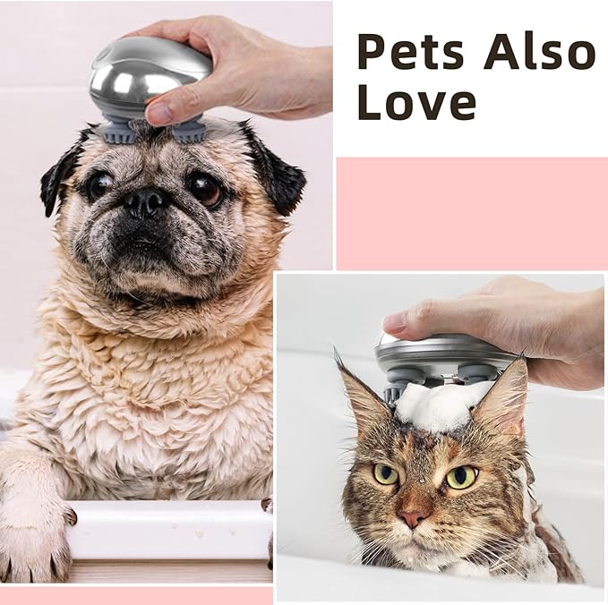 cotsoco Electric Pet Massager for Cats and Dogs Care with 8 Massage Heads, Handheld Cordless Head Scratcher Scalp Massager for Hair Growth, Deep Clean and Stress Relax, Gifts for Women, Men,Pets cotsoco