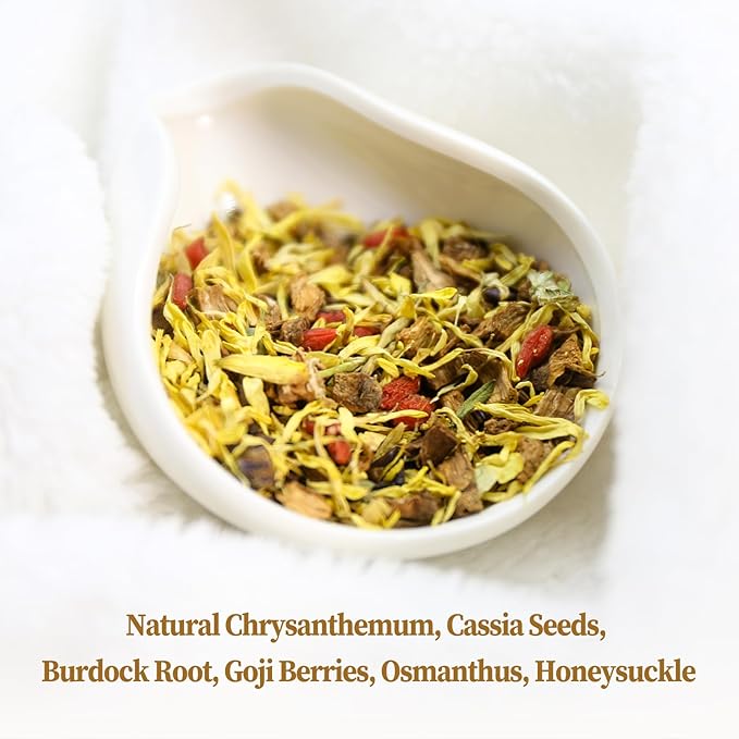 FullChea - Chrysanthemum Cassia Seed Tea, 30 Teabags, 5g/bag - Burdock Root, Goji Berries, Osmanthus, Honeysuckle Combination Herbal Tea - Bloomnest