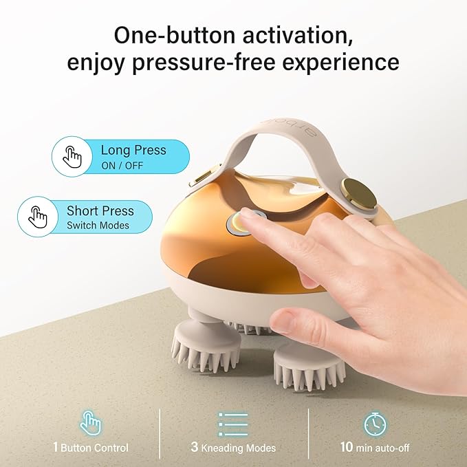 arboleaf Electric Scalp Massager Head Massager Scalp Stress Relax, 5 in 1 Kneading 128 Massage Nodes, Waterproof Hair Massage with 8 Removable Claws Cat Scratcher, Gift for Dad Mom arboleaf