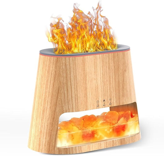 Luxury Himalayan Salt Lamp Humidifier & Aromatherapy Diffuser - 8 Color Mood Lighting w/Remote for Spa, Bedroom, Home Relaxation260ml (Wood) Bloomnest