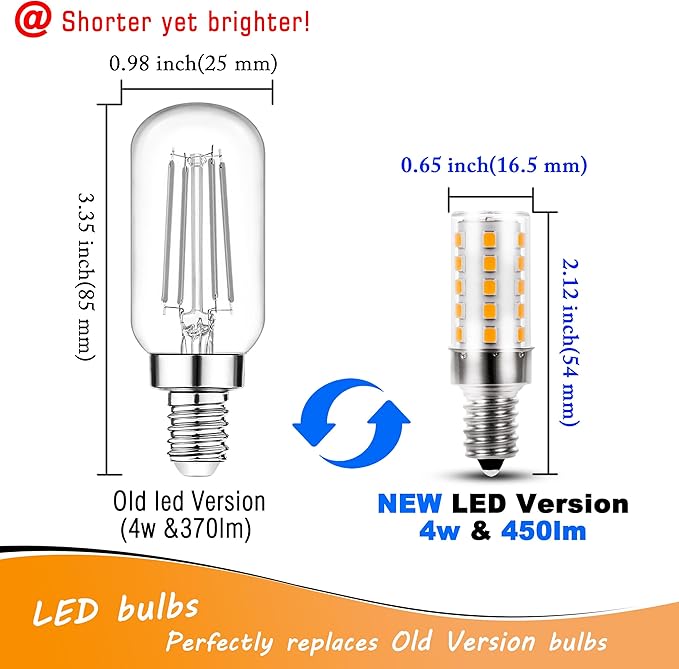 E12 40 Watt Equivalent LED Light Bulbs 2700K Warm White 120Volt 450lm 4W T6 C7 E12 Small Base LED Candelabra Bulb for Chandelier Pendant Ceiling Fan Lighting Wall Sconces, Non-Dimmable, 4 Pack - Bloomnest