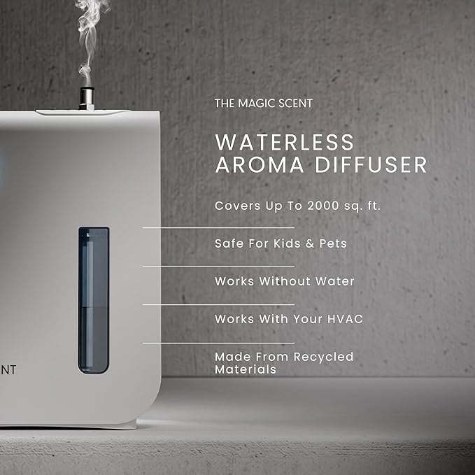 The Magic Scent Diffuser, Scent Air Machine for Home & Hotels, HVAC or Portable Nebulizing Diffuser - Large Room Waterless Aroma Machine - Aroma Oil Included - Bloomnest
