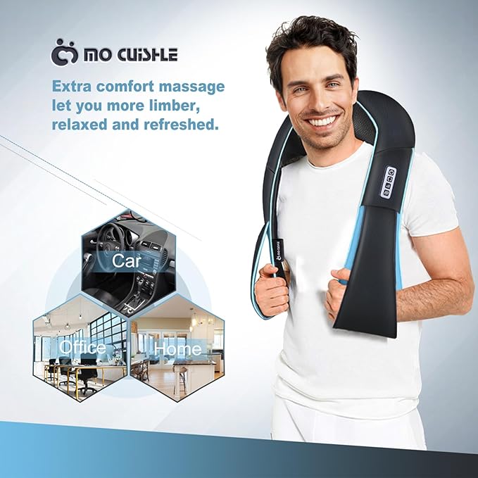 Mo Cuishle Shiatsu Back Shoulder and Neck Massager with Heat, Electric Deep Tissue 4D Kneading Massage, Best Gifts for Women Men Mom Dad, Fathers Day, Mothers Day, Christmas Gifts - Bloomnest