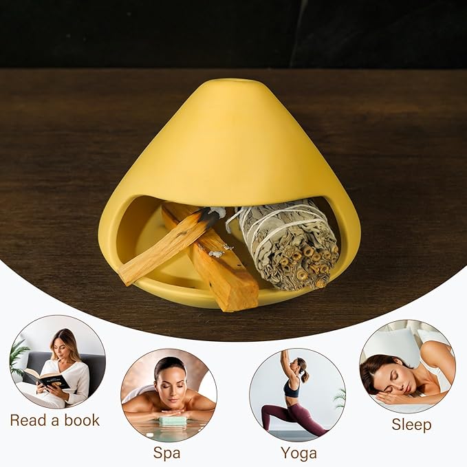 Palo Santo Holder Incense Burner-Unique Zongzi-Shaped Clay Smudge Bowl for Sage,Copal,and Stick Incense-Mini Chiminea Meditation Tool for Zen Decor for Energy, Yoga, Meditation & Aromatherapy MOUGIGI