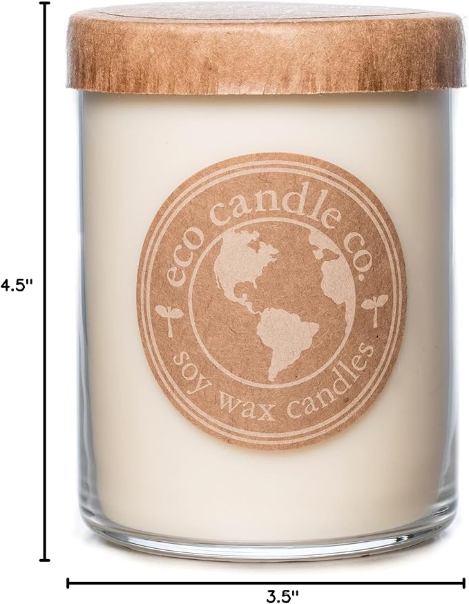 Eco Candle Co. Recycled Candle, Warm Vanilla, 18 oz. Double Wick - Scents of Rich Vanilla - 100% Soy Wax, No Lead, Kraft Paper Label & Lid, Hand Poured, Phthalate Free, Midwest Grown Soybeans - Bloomnest
