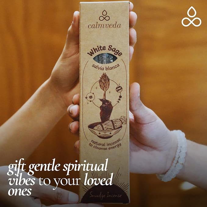 Organic White Sage Smudge Sticks - for Cleansing Negative Energy (24+ Sage Sticks, 9 Inches) Thick California White Sage Incense Sticks with Real Leaves | Protection Incense Sticks for Daily Smudging CalmvedaIncenseAromatherapy