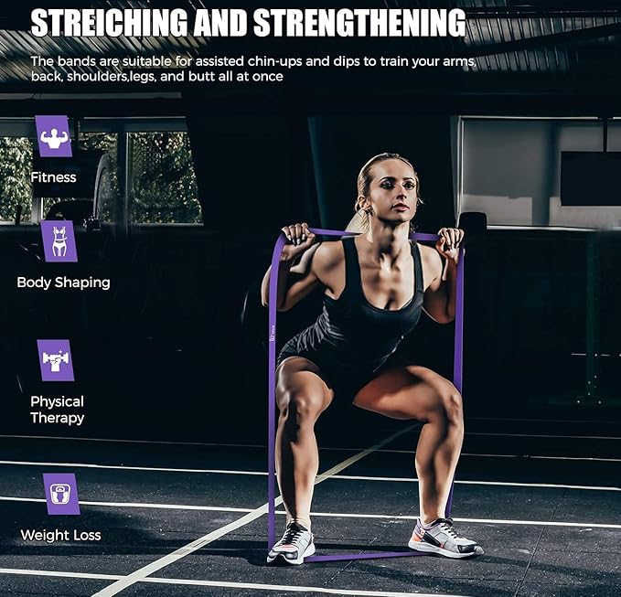 VEICK Resistance Bands for Working Out, Exercise Bands, Workout Bands, Pull Up Assistance Bands, Long Heavy Stretch Bands Set for Men and Women, Power Weight Gym at Home Fitness Equipment - Bloomnest