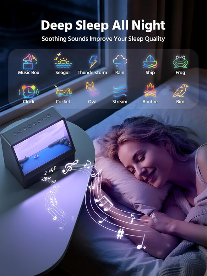 Sunrise Alarm Clock for Bedrooms - White Noise Machine with 12 Sleep Sounds and Dimmable Light for Baby Adults Kids Heavy Sleepers - Bloomnest