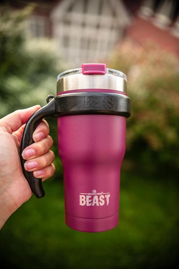 Beast 30 oz Tumbler Stainless Steel Vacuum Insulated Coffee Ice Cup Double Wall Travel Flask (Cranberry Red) - Bloomnest