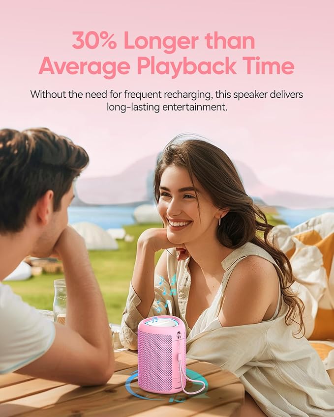 Portable Bluetooth Speaker with Lights, Stocking Stuffers, Powerful Crystal Clear Sound, IPX5 Waterproof, All Day Playtime, BT 5.3, TWS Paring, Small Wireless Speaker for Outdoor, White Elephant Gifts - Bloomnest