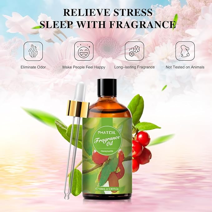 PHATOIL 3.38FL.OZ Honeysuckle Fragrance Oils for Aromatherapy, Essential Oils for Diffusers for Home, Perfect for Diffuser, DIY Candle and Soap Making, DIY Scented Products - 100ml - Bloomnest
