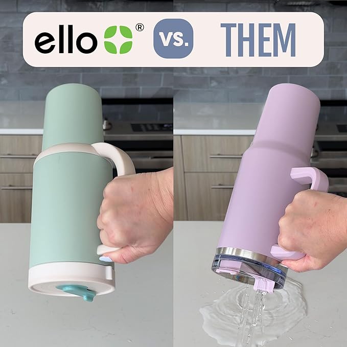 Ello Oasis 40 oz Tumbler with Handle & Retracting Straw | Reusable Insulated Stainless Steel Cup 100% Leakproof, Gifts for Teens Women Men | Keeps cold for 20 Hours, Cup Holder Friendly, Twilight - Bloomnest