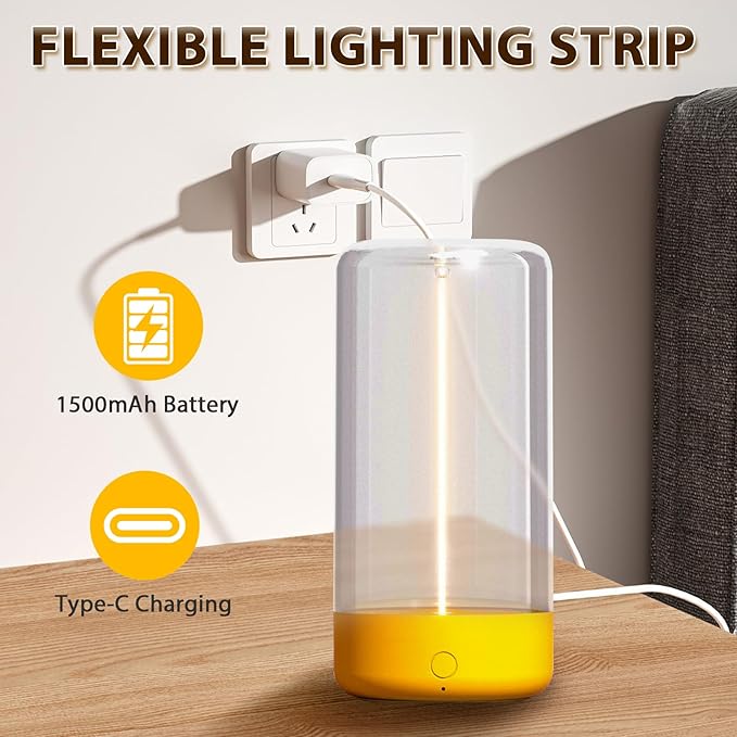 AUGE LIGHT Mini Minimalist Table Lamp Cordless LED Desk Lamp Rechargeable Modern Night Lights Portable Nightstand Lamps Unique Ambient Light Mood Lighting for Bedroom, Beside, Nursery - Bloomnest