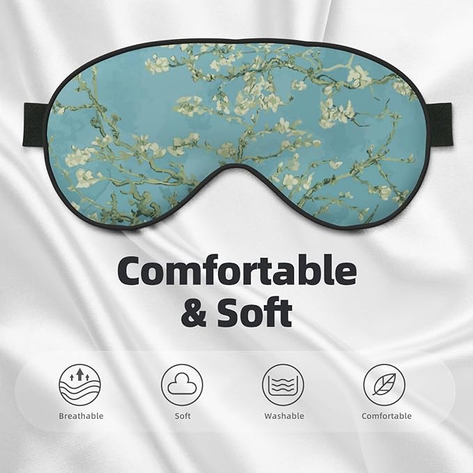 Sleep Eye Mask Abstract Blossom Blue Floral Sleep Mask for Women Men Comfortable Eye Mask with Adjustable Strap Soft Eye Cover Blindfold for Travel Yoga Nap Shift Work - Bloomnest