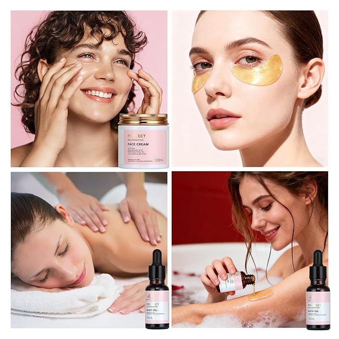 30pcs Valentines Day Gifts for Women, Spa Gifts Rose Facial Skin Care Set, Face Cream, Bath Oil, Serum, Shower Accessories, Bath and Body & Facial Kit, Birthday, Christmas, Mother's Day,Bridal Shower - Bloomnest