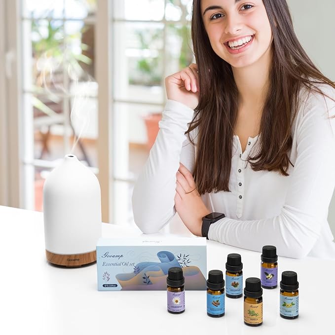 Essential Oils Set-Top 6 Organic Blends for Diffusers, Candle Making, Aromatherapy, Humidifiers, Gifts - Vanilla,Neroli,Chamomile, Sandalwood, Ylang,Cedarwood(6X0.33 fl oz) - Bloomnest