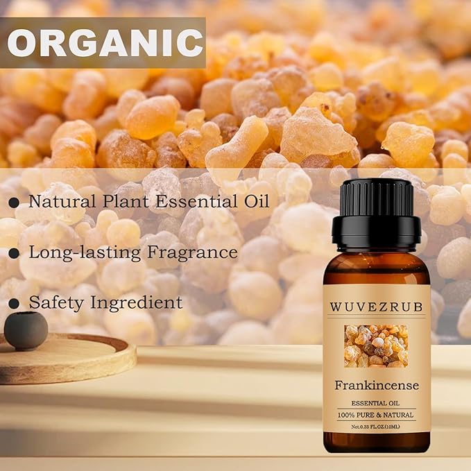 Frankincense Essential Oils 10ML, 100% Pure and Natural Essential Oil for Aromatherapy Diffuser - 0.33 Fl Oz/Frankincense WUVEZRUB