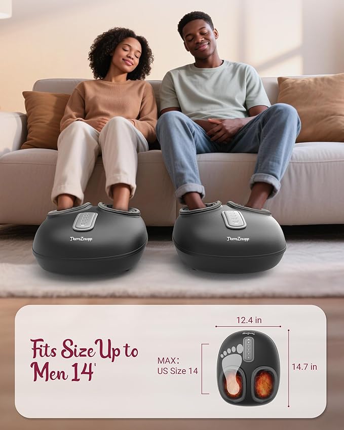 Foot Massager with Heat, Compression, Shiatsu Foot Massager Machine with Remote, Auto-Off Timers, Foot Warmer for Home Office, Up to Size 14,Black - Bloomnest