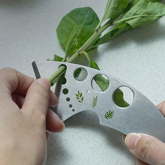 Professional 430 Stainless Steel Herb Leaf Stripper with Multi-Size Holes & Precision Blade - Kitchen Essentials for Parsley, Cilantro and Leafy Greens - Bloomnest