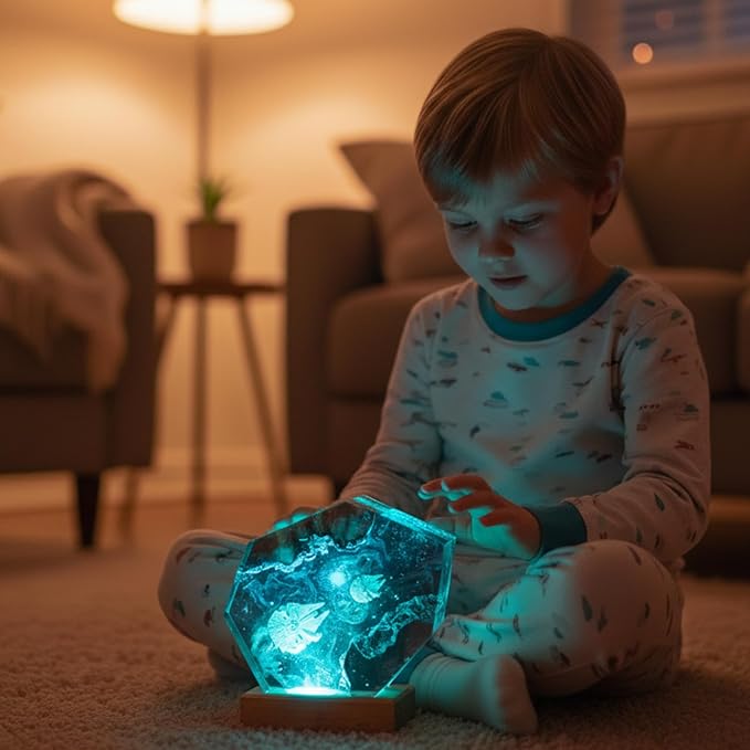 Handmade 3D Ocean Resin Lamp, Epoxy Ocean Night Light with Wooden Base, LED Color Changing Table Lamp, USB Powered Dragons Decor, Unique Ocean Gift for Bedroom & Home Office (Astronaut Galaxy) - Bloomnest
