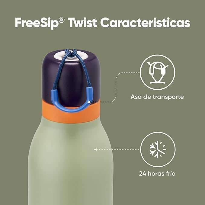 Owala FreeSip Twist Insulated Stainless Steel Water Bottle with Straw for Sports and Travel, BPA-Free, 24-oz, Blue/Green (Camo Cool) Owala
